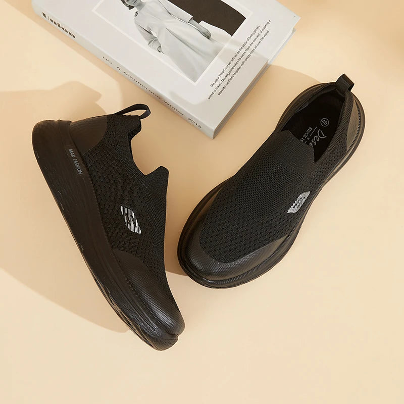 Wholesale Men Sneakers Breathable Fabric Casual Shoes Comfortable Slip-on Walking Shoes PU Sole Office Daily Wear Shoes for Men