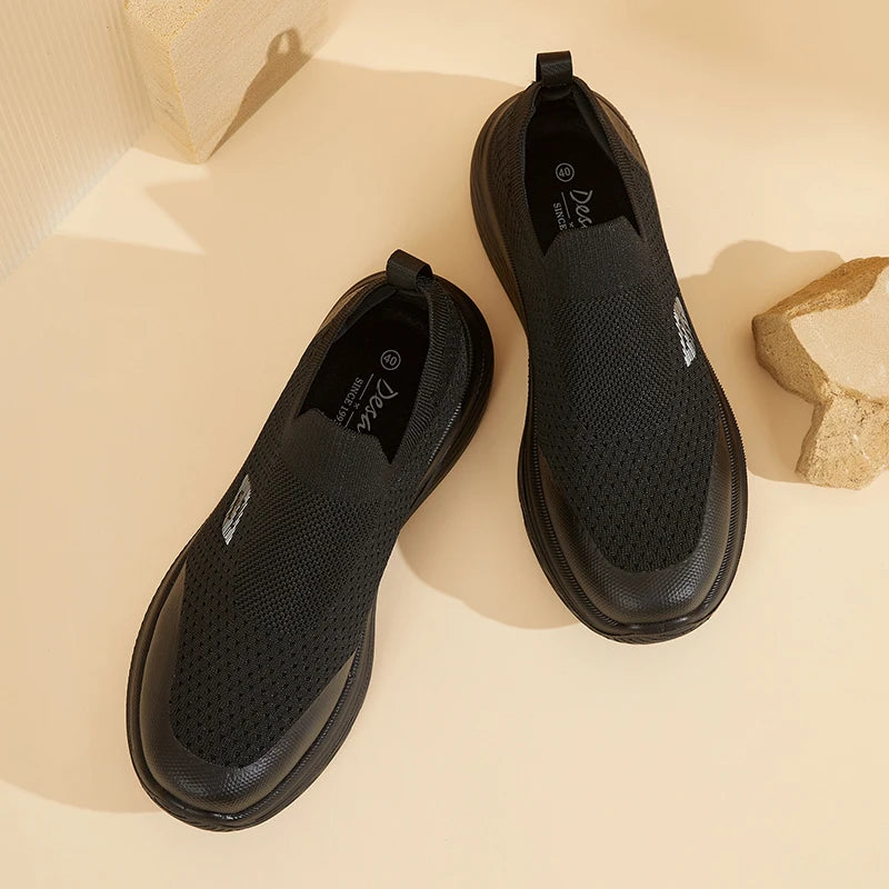 Wholesale Men Sneakers Breathable Fabric Casual Shoes Comfortable Slip-on Walking Shoes PU Sole Office Daily Wear Shoes for Men