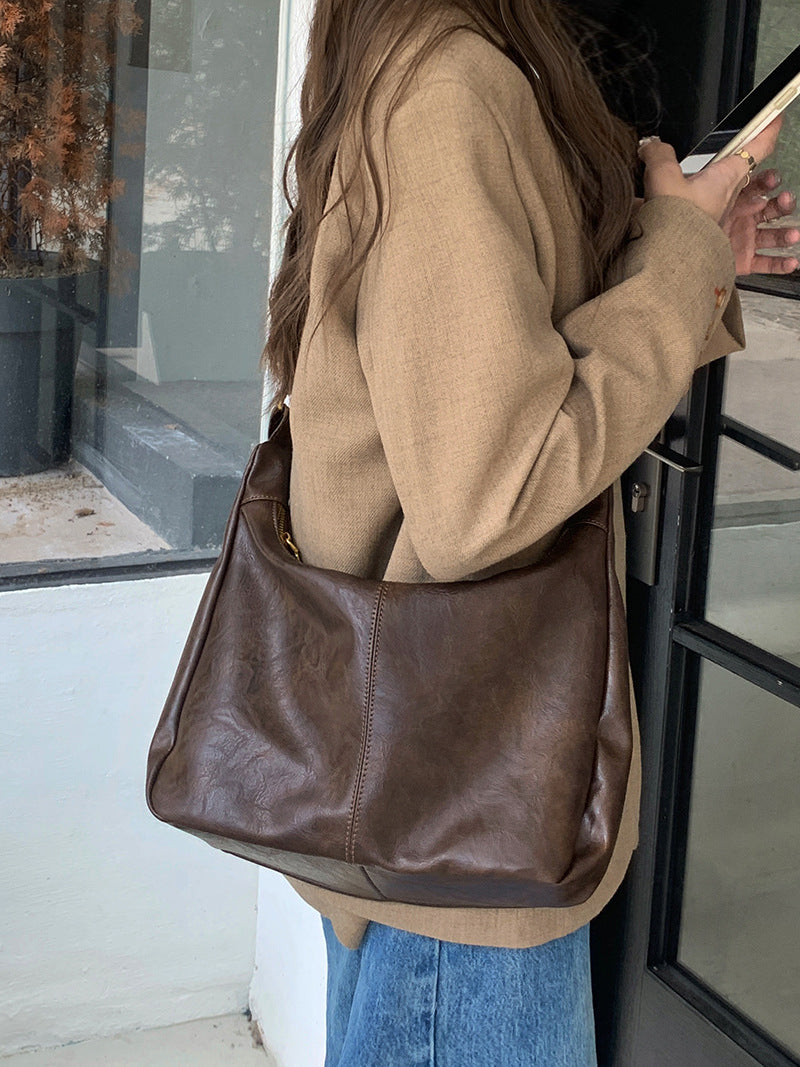 Maillard Vintage Crossbody Bag Women's 2025 New Fashionable South Korea Tote Bag All-match Large Capacity Shoulder Bag