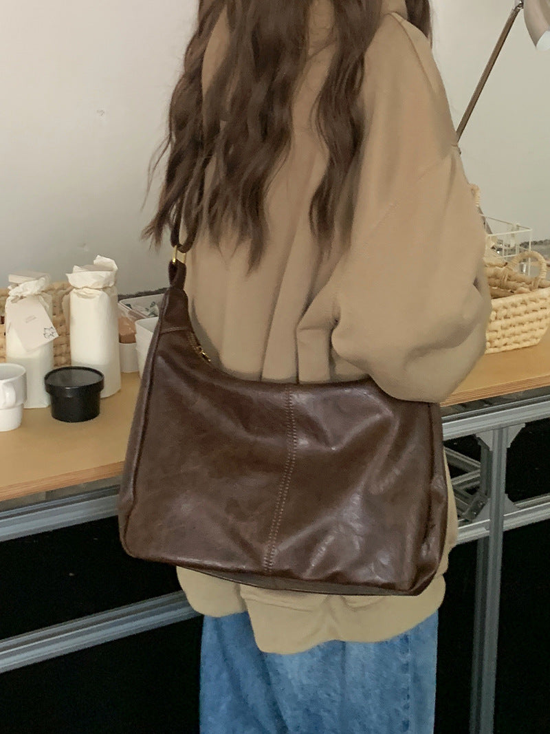 Maillard Vintage Crossbody Bag Women's 2025 New Fashionable South Korea Tote Bag All-match Large Capacity Shoulder Bag