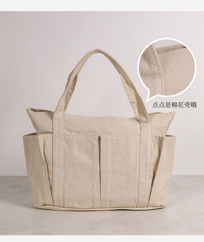 Fabric Casual Cloth Bag Travel Bag Solid Color Canvas Handbag Simple Large Capacity Sports Fitness Handbag Bag
