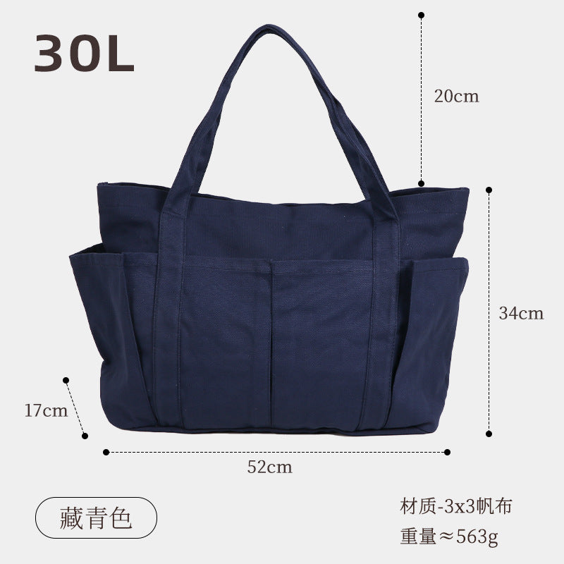 Fabric Casual Cloth Bag Travel Bag Solid Color Canvas Handbag Simple Large Capacity Sports Fitness Handbag Bag