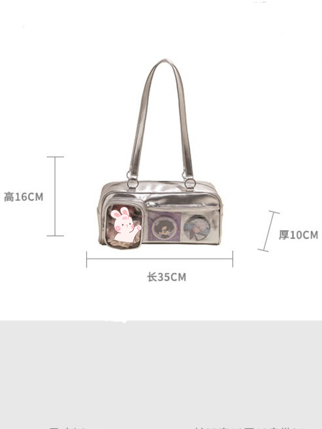 Japanese-Style New Large-Capacity Transparent Badge Millet Plush Doll Pain Bag for Girls Commuting and Shopping Single Shoulder Crossbody Bag