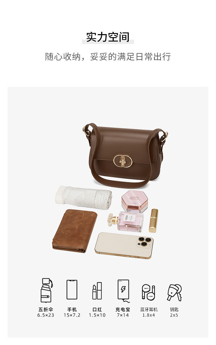 Two-Layer Cowhide Bag for Women 2025 Popular Fashion Small Square Bag Mobile Phone Bag Versatile Women's Shoulder Crossbody Bag