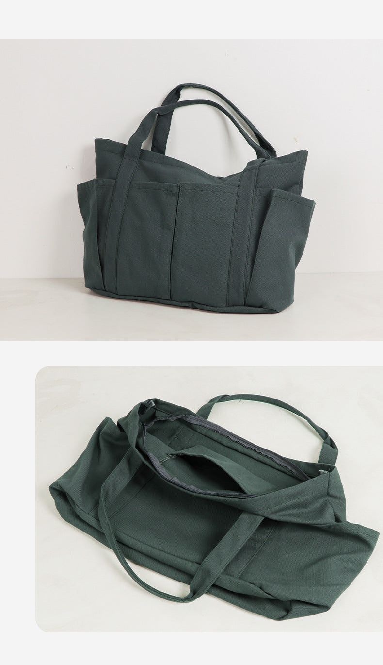 Fabric Casual Cloth Bag Travel Bag Solid Color Canvas Handbag Simple Large Capacity Sports Fitness Handbag Bag