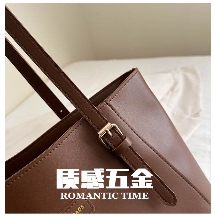 Large Capacity Bag Women's Autumn and Winter All-match 2024 New Style Simple Shoulder Bag College Students' School Bag Commuter Tote Bag
