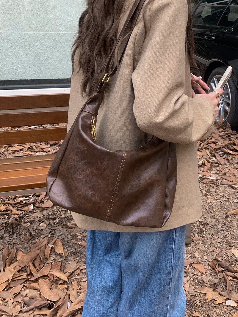 Maillard Vintage Crossbody Bag Women's 2025 New Fashionable South Korea Tote Bag All-match Large Capacity Shoulder Bag
