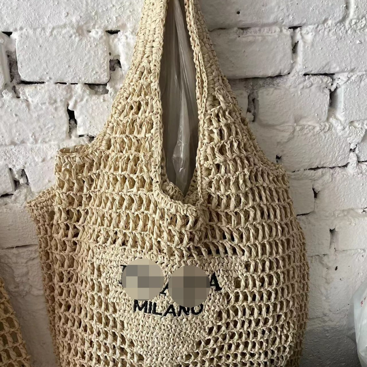 PS round a generation of net red envelope goddess bag armpit bag handmade straw bag crochet bag ins red schoolbag
