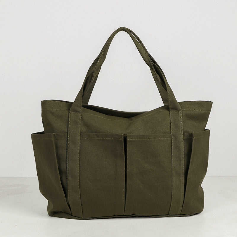 Fabric Casual Cloth Bag Travel Bag Solid Color Canvas Handbag Simple Large Capacity Sports Fitness Handbag Bag