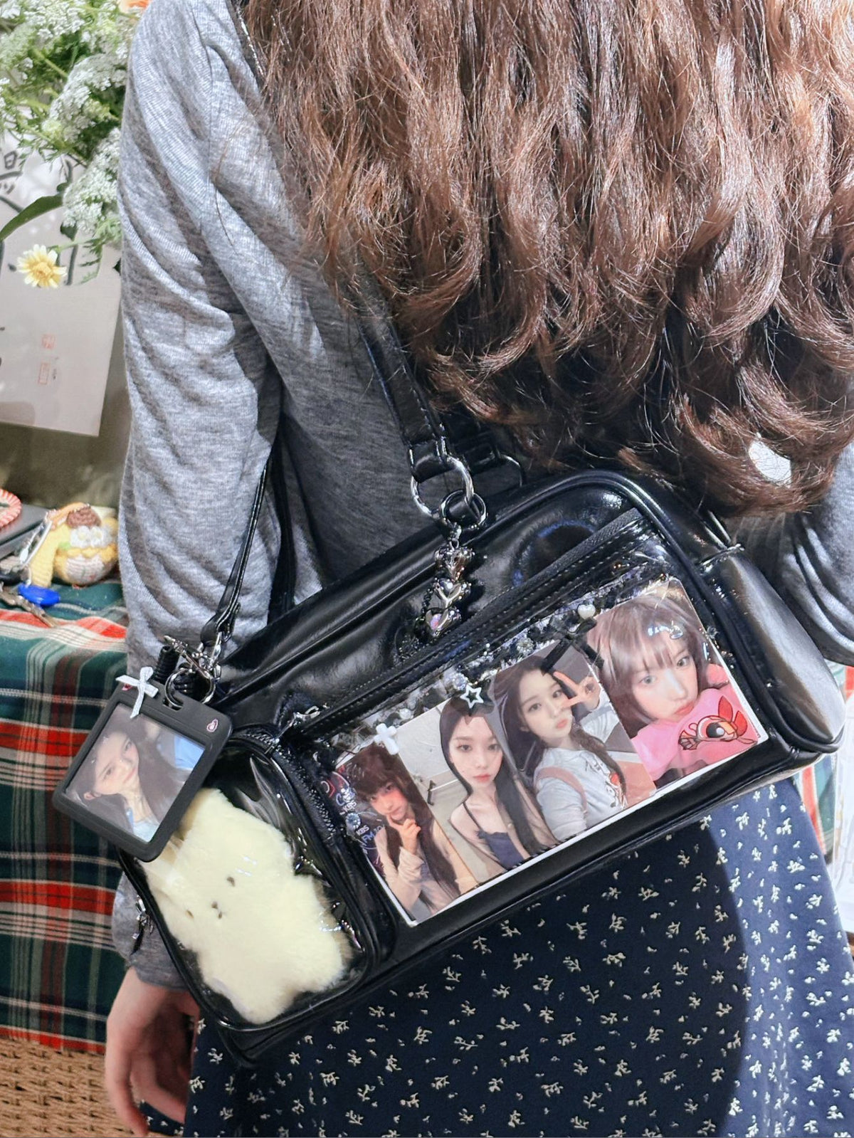 Japanese-Style New Large-Capacity Transparent Badge Millet Plush Doll Pain Bag for Girls Commuting and Shopping Single Shoulder Crossbody Bag