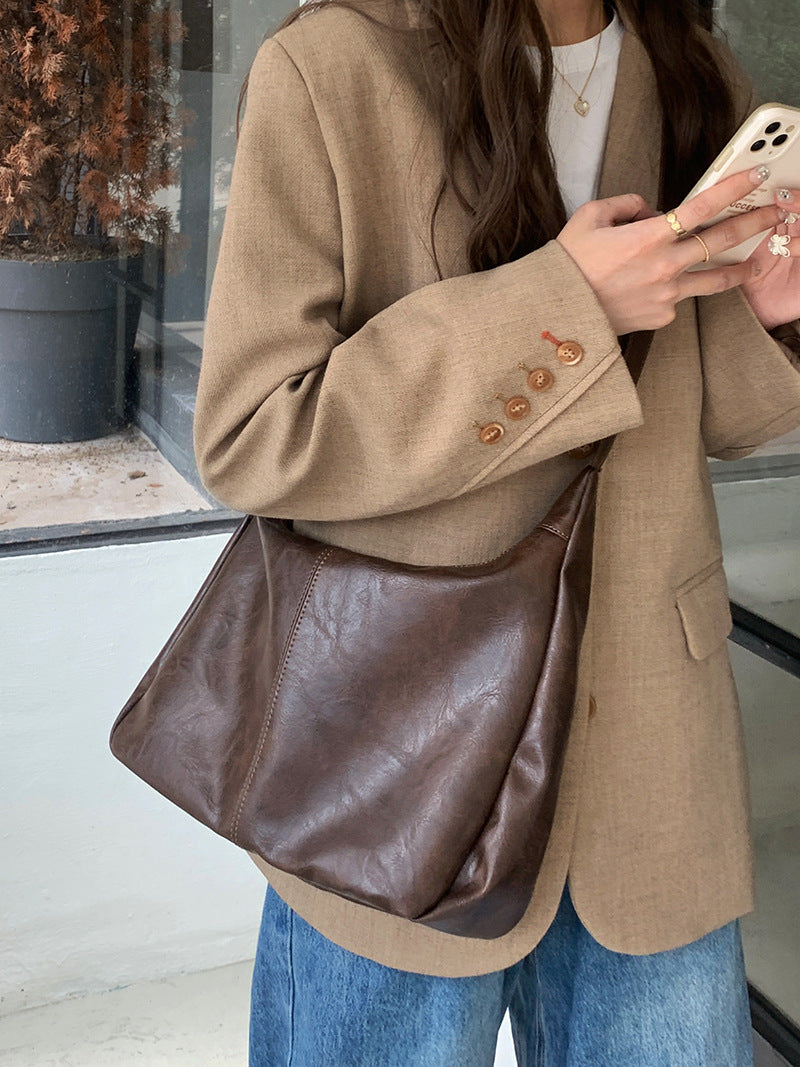 Maillard Vintage Crossbody Bag Women's 2025 New Fashionable South Korea Tote Bag All-match Large Capacity Shoulder Bag