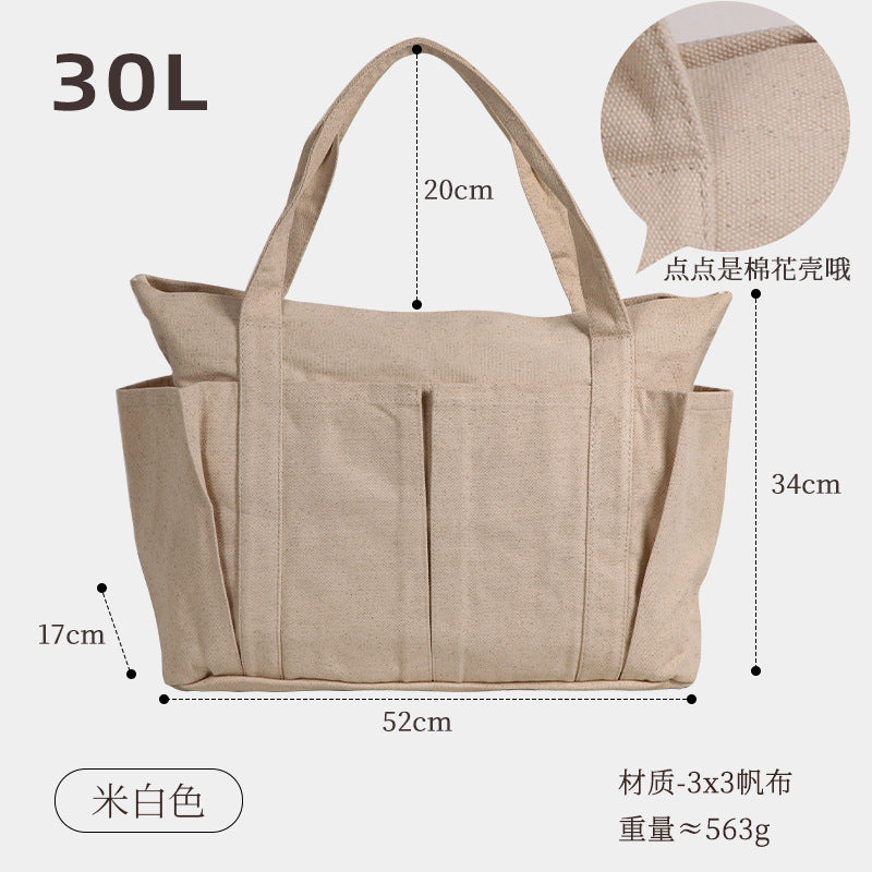 Fabric Casual Cloth Bag Travel Bag Solid Color Canvas Handbag Simple Large Capacity Sports Fitness Handbag Bag