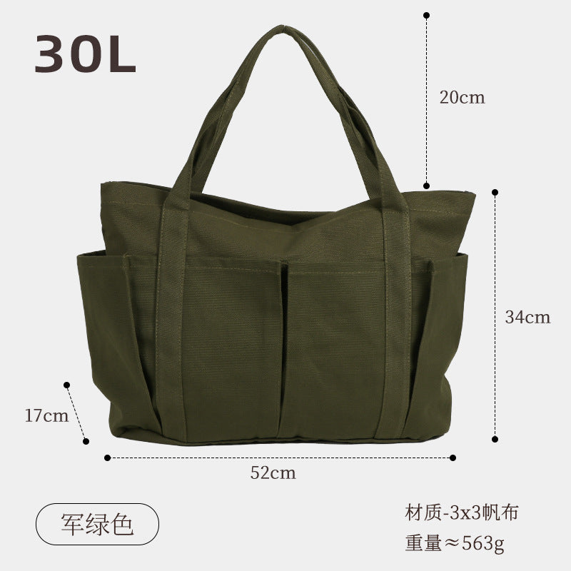 Fabric Casual Cloth Bag Travel Bag Solid Color Canvas Handbag Simple Large Capacity Sports Fitness Handbag Bag