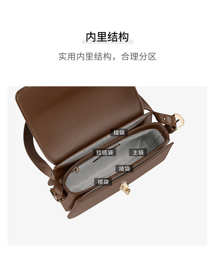 Two-Layer Cowhide Bag for Women 2025 Popular Fashion Small Square Bag Mobile Phone Bag Versatile Women's Shoulder Crossbody Bag