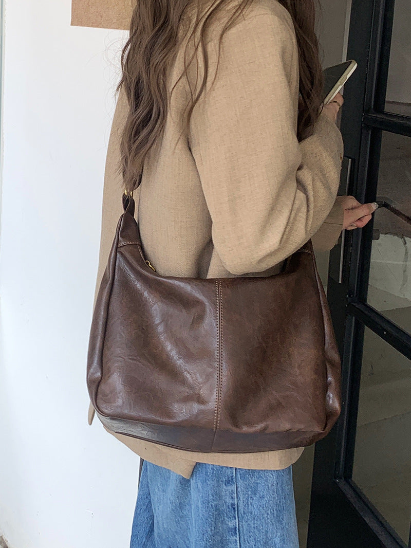 Maillard Vintage Crossbody Bag Women's 2025 New Fashionable South Korea Tote Bag All-match Large Capacity Shoulder Bag