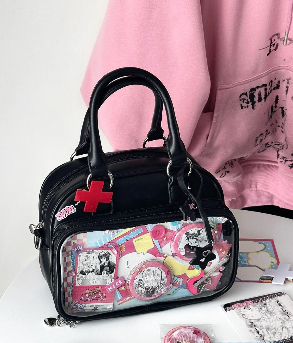 Bowling-Themed Millennial Trendy Cute Student Large-Capacity Commuter Tote Crossbody Backpack Fashion