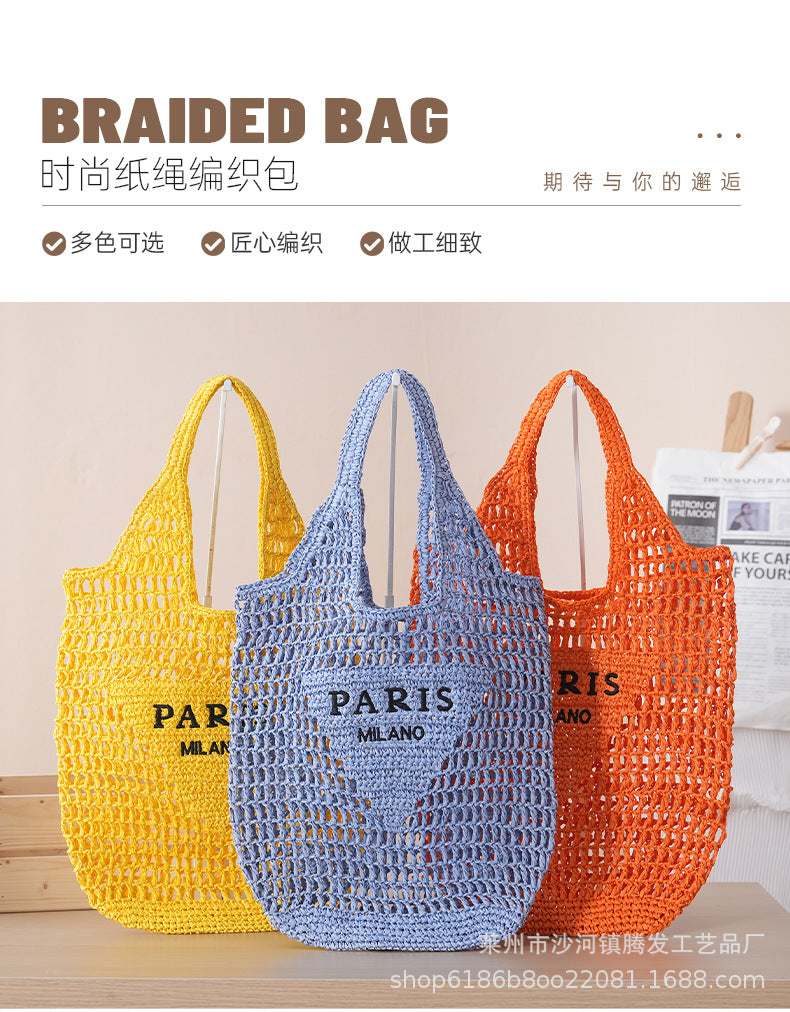 PS round a generation of net red envelope goddess bag armpit bag handmade straw bag crochet bag ins red schoolbag