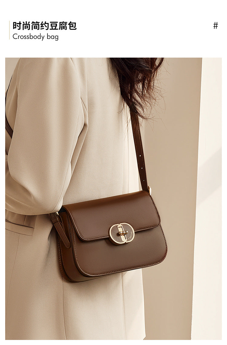 Two-Layer Cowhide Bag for Women 2025 Popular Fashion Small Square Bag Mobile Phone Bag Versatile Women's Shoulder Crossbody Bag