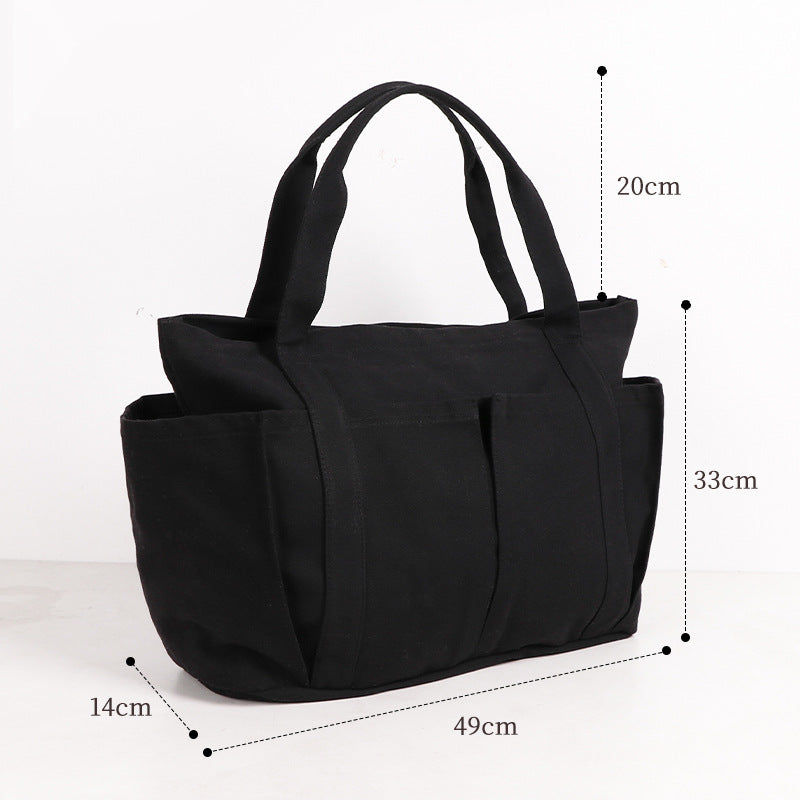 Fabric Casual Cloth Bag Travel Bag Solid Color Canvas Handbag Simple Large Capacity Sports Fitness Handbag Bag