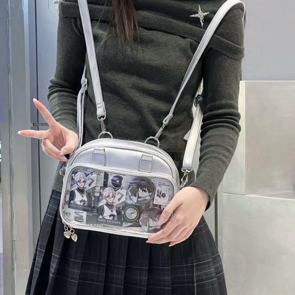 Bowling-Themed Millennial Trendy Cute Student Large-Capacity Commuter Tote Crossbody Backpack Fashion