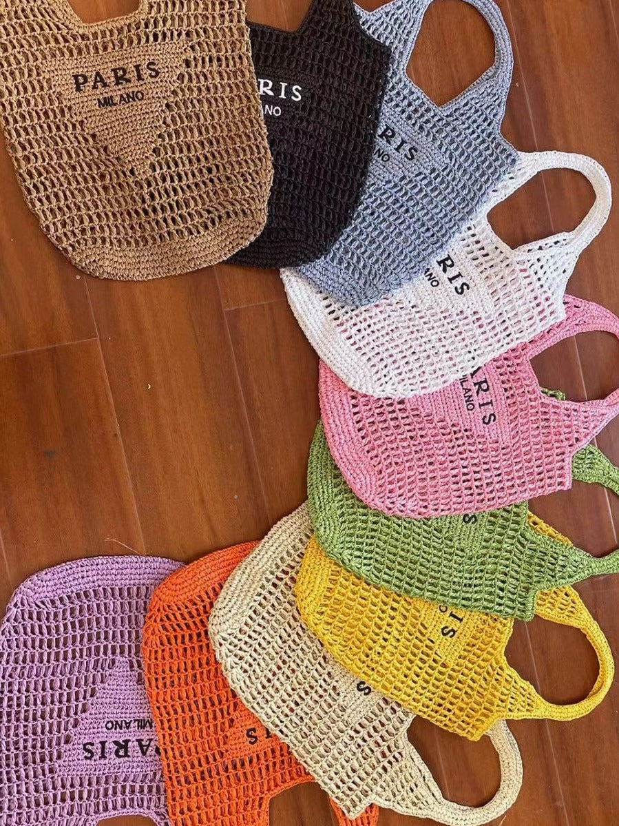 PS round a generation of net red envelope goddess bag armpit bag handmade straw bag crochet bag ins red schoolbag