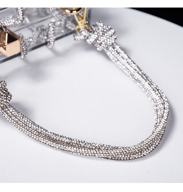 Cross-Border Spring and Summer Acrylic Transparent Storage Box Banquet Hand-Woven Rope Small Square Bag Armpit Handbag