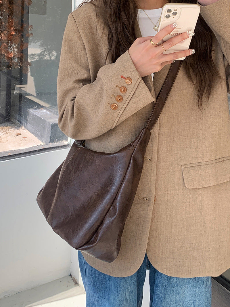 Maillard Vintage Crossbody Bag Women's 2025 New Fashionable South Korea Tote Bag All-match Large Capacity Shoulder Bag