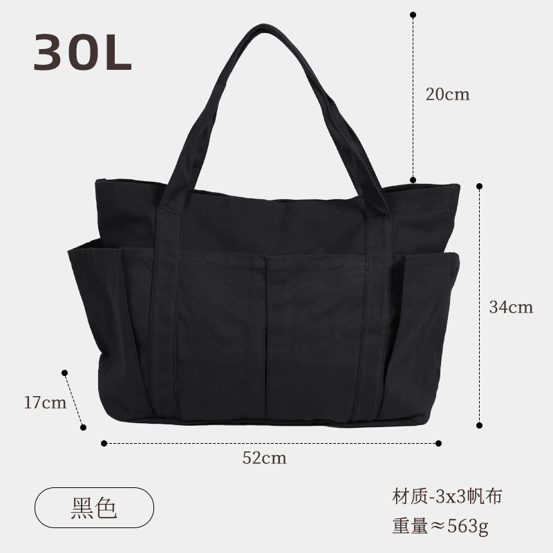 Fabric Casual Cloth Bag Travel Bag Solid Color Canvas Handbag Simple Large Capacity Sports Fitness Handbag Bag