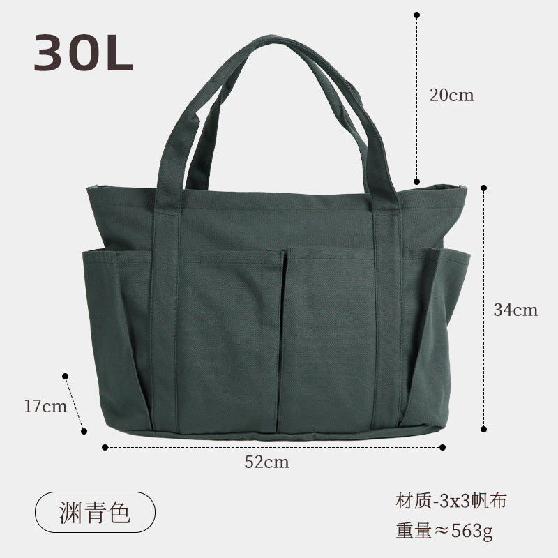 Fabric Casual Cloth Bag Travel Bag Solid Color Canvas Handbag Simple Large Capacity Sports Fitness Handbag Bag