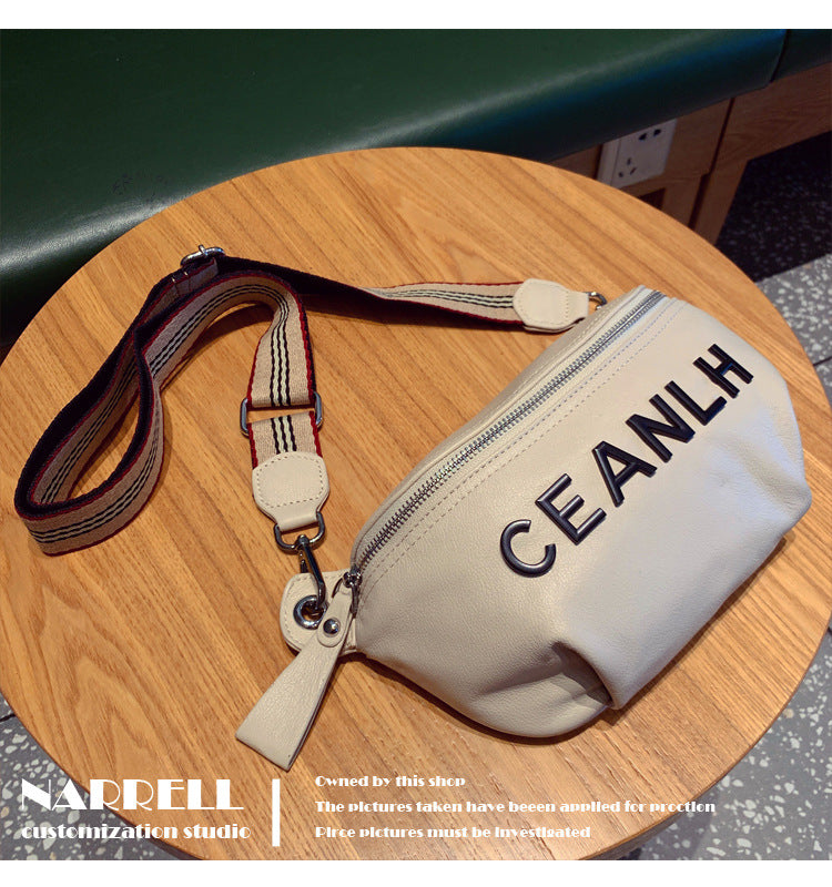 Women's Bag 2025 New Genuine Leather Single Shoulder Chest Bag Trendy Versatile Letter Backpack Small Medium Multi-Use Bag