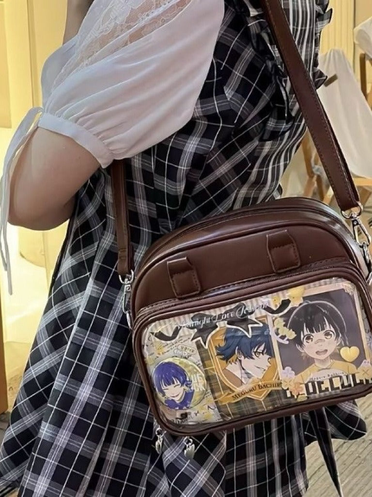 Bowling-Themed Millennial Trendy Cute Student Large-Capacity Commuter Tote Crossbody Backpack Fashion
