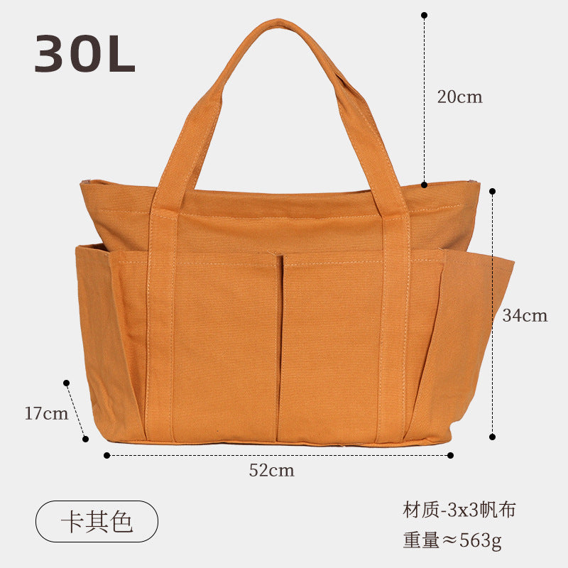 Fabric Casual Cloth Bag Travel Bag Solid Color Canvas Handbag Simple Large Capacity Sports Fitness Handbag Bag