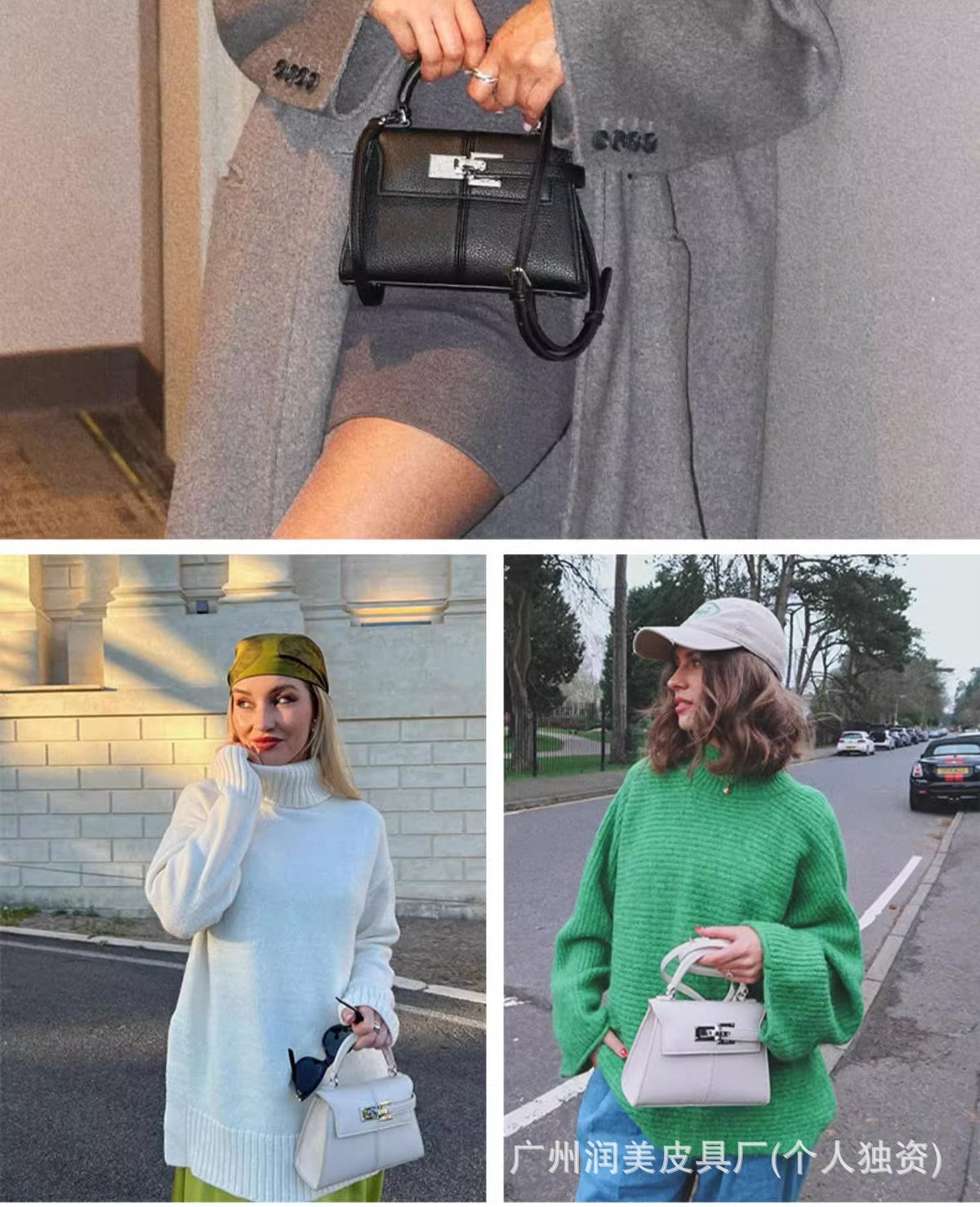 [Cross-border] jwpei ladder bag portable high-end fashion Kelly bag simple shoulder messenger bag leather women's bag
