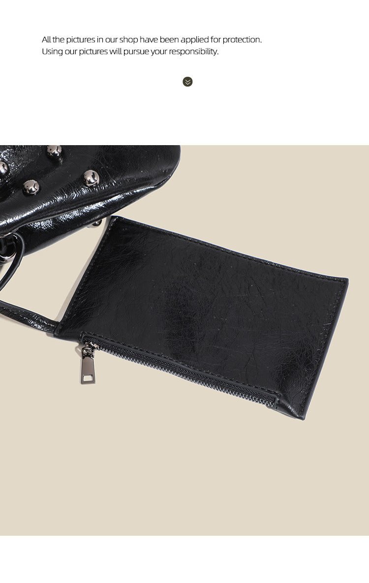 2025 New Rivet Underarm Women's Bag Cross-Border Exclusive Fashion Versatile Handheld Bucket Shoulder Tote Drawstring Bag