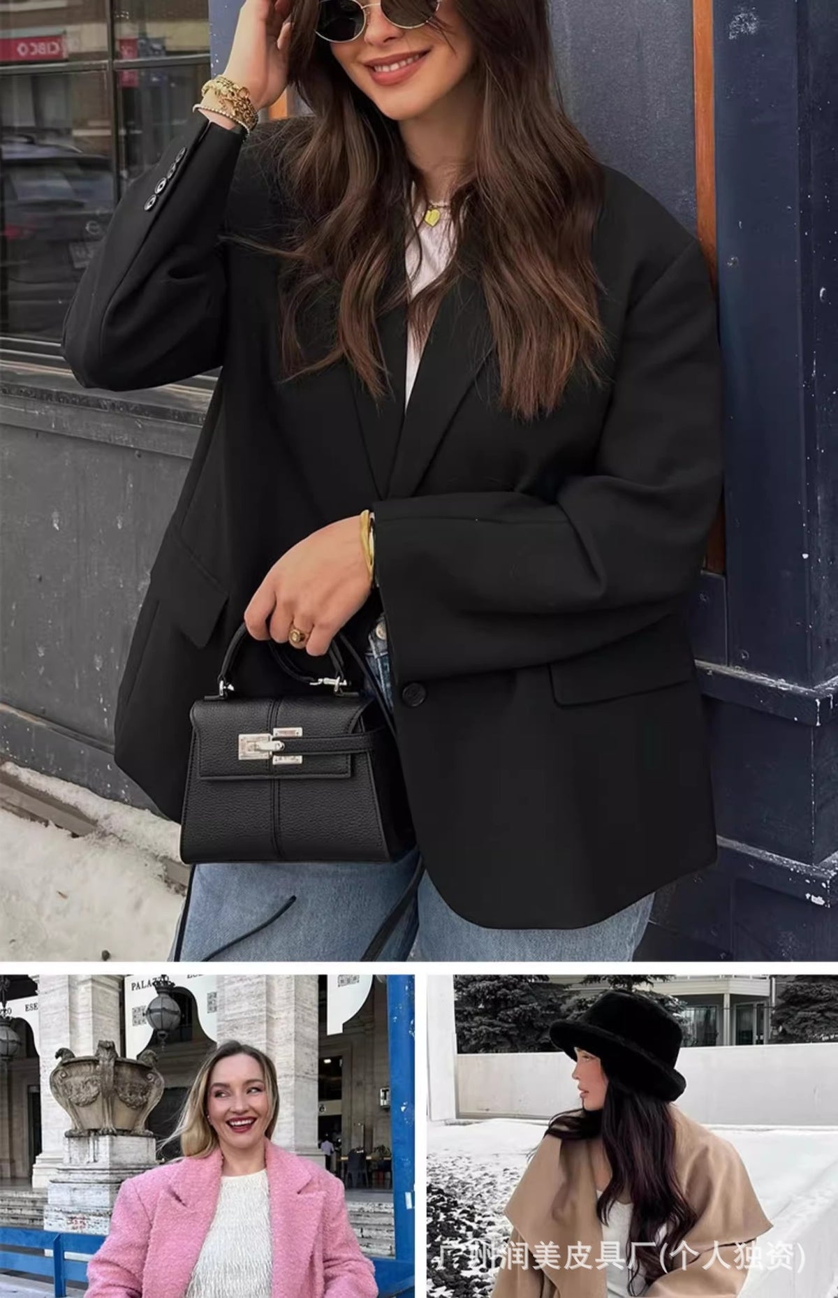 [Cross-border] jwpei ladder bag portable high-end fashion Kelly bag simple shoulder messenger bag leather women's bag