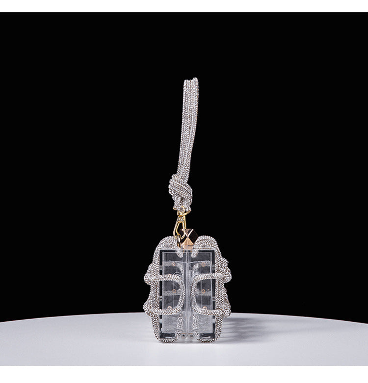Cross-Border Spring and Summer Acrylic Transparent Storage Box Banquet Hand-Woven Rope Small Square Bag Armpit Handbag