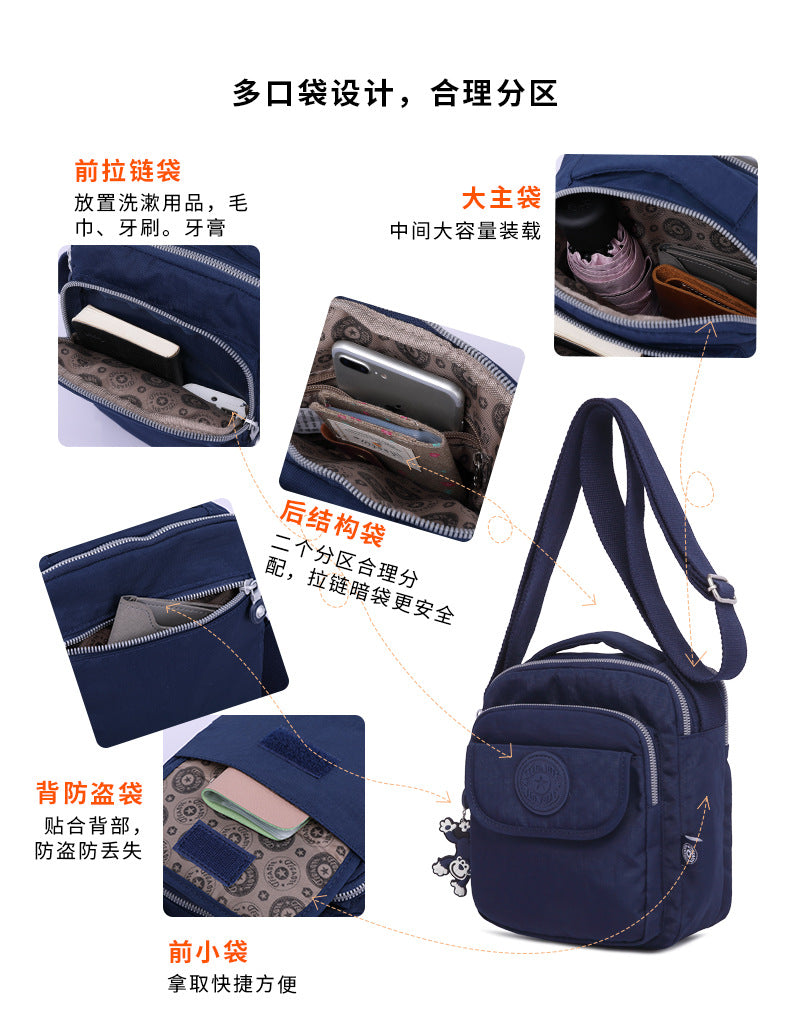 Tigaote Women's One-Shoulder Cross-Body Mini Square Bag, Fashionable and Versatile Nylon, Simple and Water-Repellent