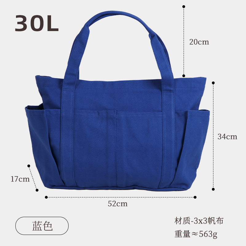 Fabric Casual Cloth Bag Travel Bag Solid Color Canvas Handbag Simple Large Capacity Sports Fitness Handbag Bag