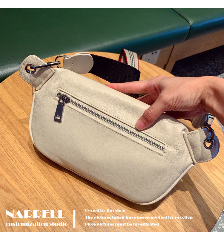 Women's Bag 2025 New Genuine Leather Single Shoulder Chest Bag Trendy Versatile Letter Backpack Small Medium Multi-Use Bag