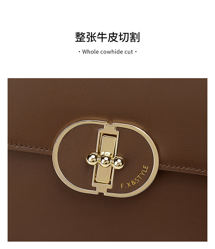 Two-Layer Cowhide Bag for Women 2025 Popular Fashion Small Square Bag Mobile Phone Bag Versatile Women's Shoulder Crossbody Bag
