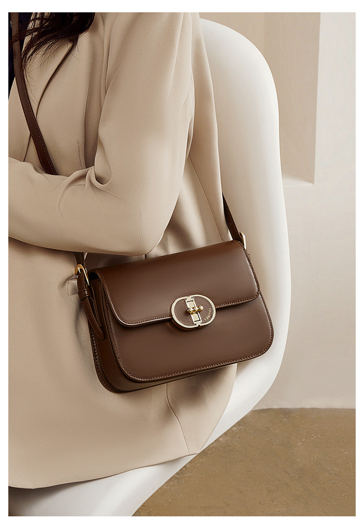 Two-Layer Cowhide Bag for Women 2025 Popular Fashion Small Square Bag Mobile Phone Bag Versatile Women's Shoulder Crossbody Bag