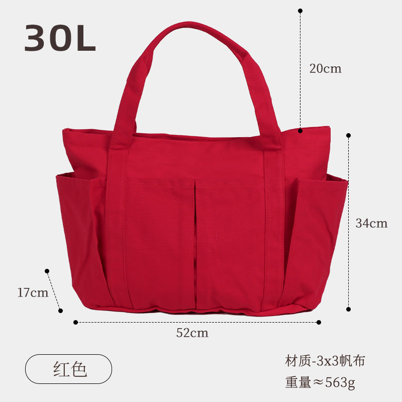 Fabric Casual Cloth Bag Travel Bag Solid Color Canvas Handbag Simple Large Capacity Sports Fitness Handbag Bag