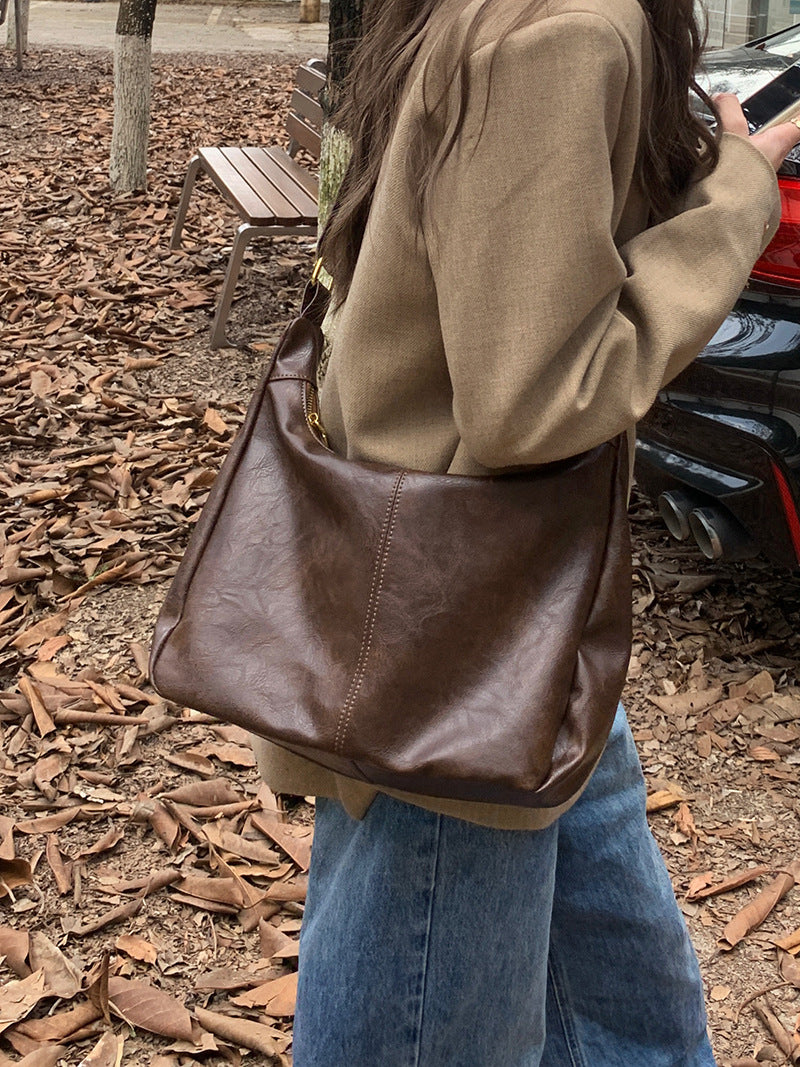 Maillard Vintage Crossbody Bag Women's 2025 New Fashionable South Korea Tote Bag All-match Large Capacity Shoulder Bag