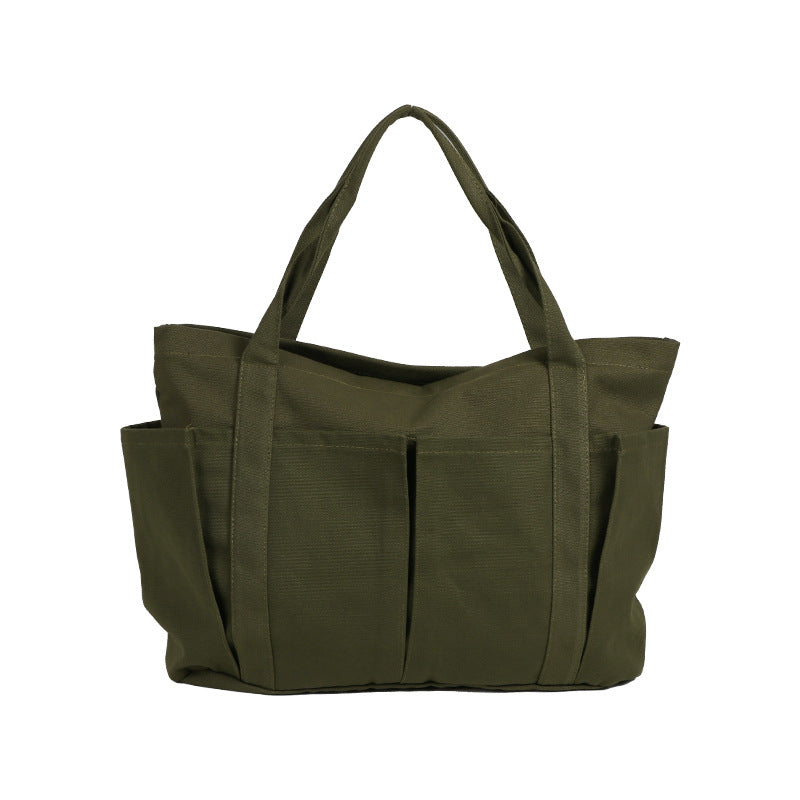 Fabric Casual Cloth Bag Travel Bag Solid Color Canvas Handbag Simple Large Capacity Sports Fitness Handbag Bag