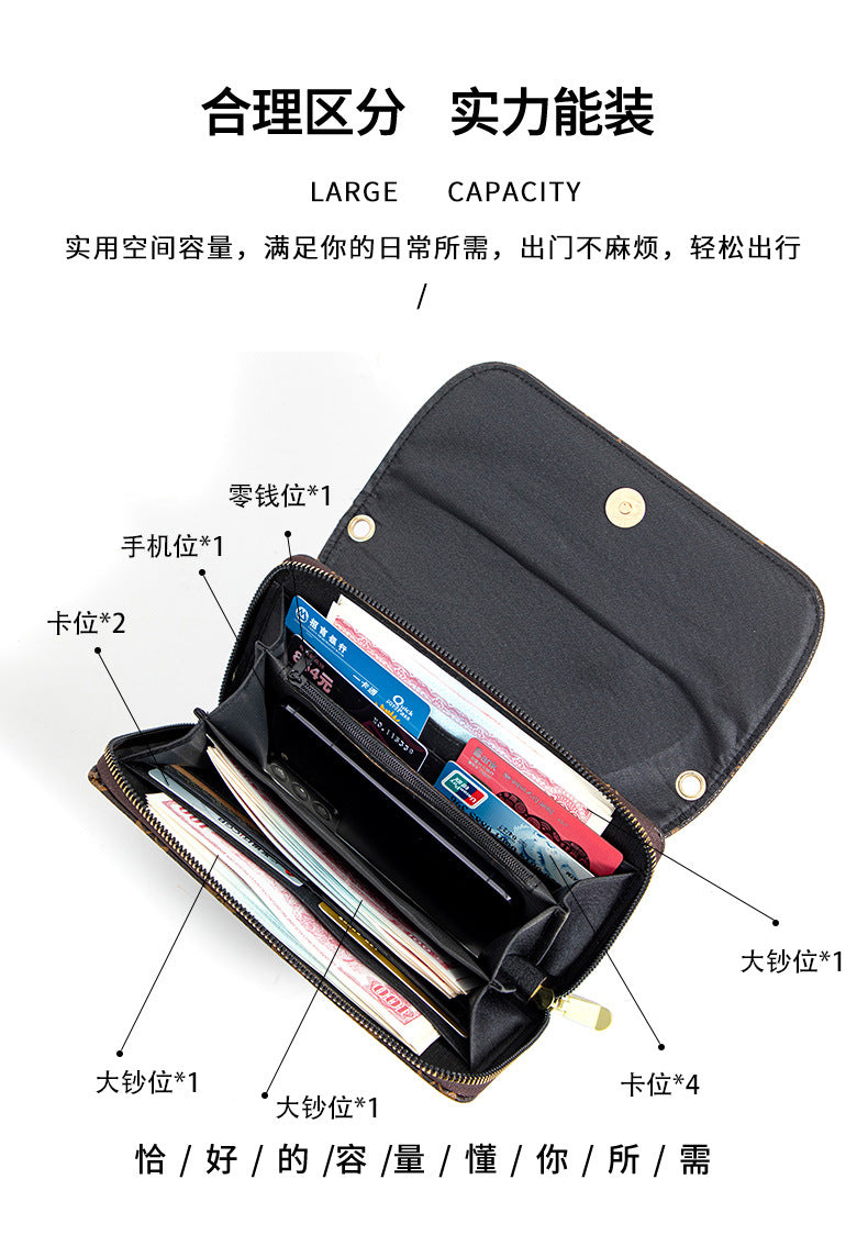 Factory Direct Supply 2025 Women's Clutch Bag Fashionable Letter Print Large Capacity Phone Wrist Bag Single Shoulder Crossbody Bag