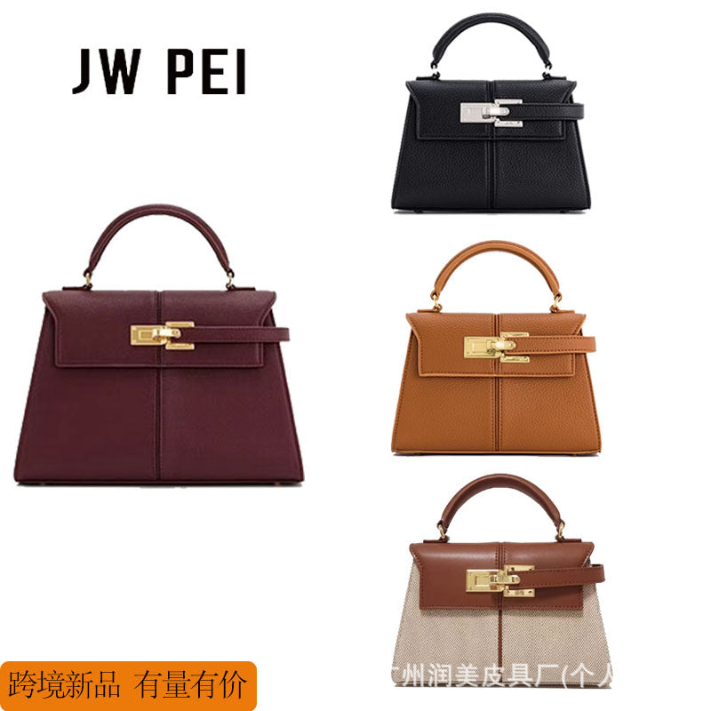 [Cross-border] jwpei ladder bag portable high-end fashion Kelly bag simple shoulder messenger bag leather women's bag