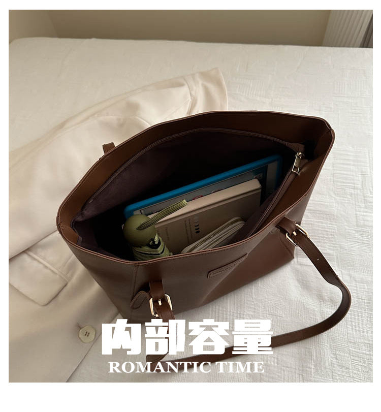 Large Capacity Bag Women's Autumn and Winter All-match 2024 New Style Simple Shoulder Bag College Students' School Bag Commuter Tote Bag