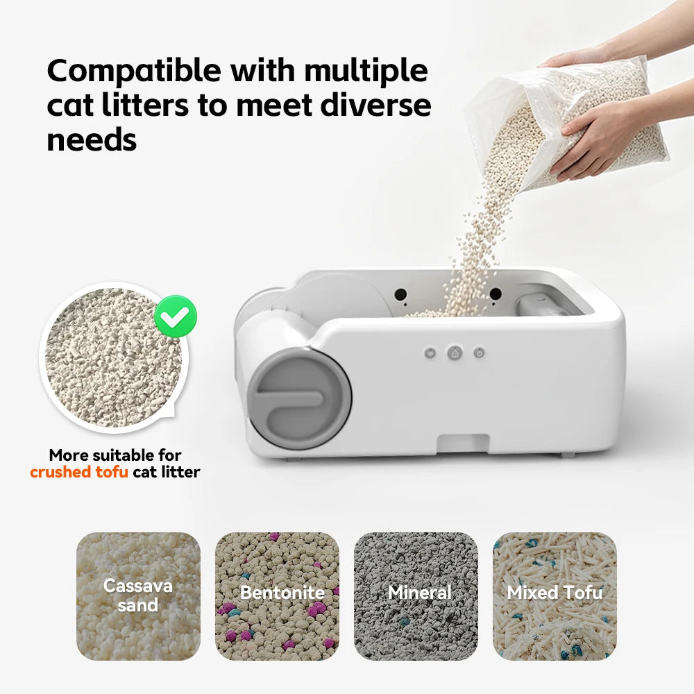 Pokpaw Open Automatic Cat Litter Box Smart Self-Cleaning Remote Control Via App Cat Toilet Litter Tray New Electric Cat Toilet