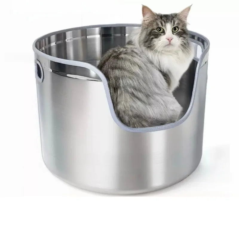 Stainless Steel Cat Litter Box Cat Toilet Litter Pet Cats Sandbox Self-cleaning Cats Supplies Sand Boxes Carrier Pets Sandboxes
