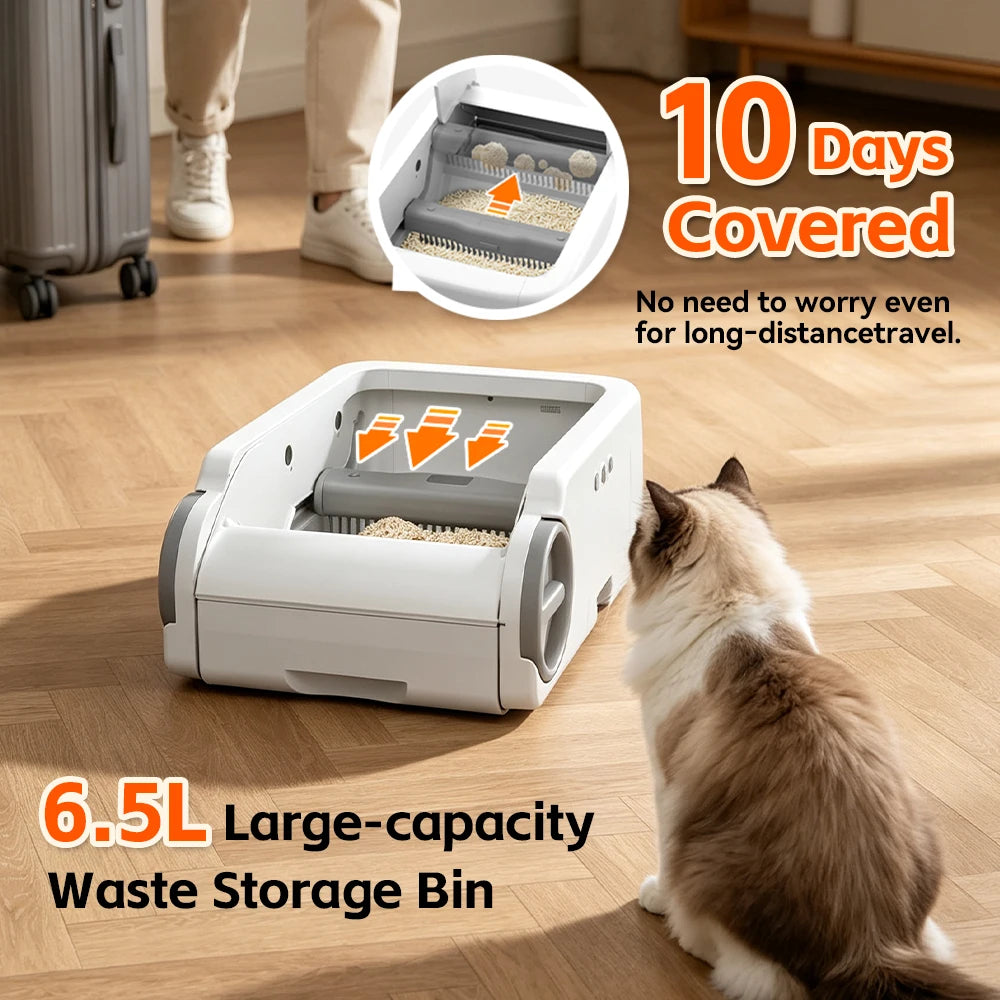 Pokpaw Open Automatic Cat Litter Box Smart Self-Cleaning Remote Control Via App Cat Toilet Litter Tray New Electric Cat Toilet